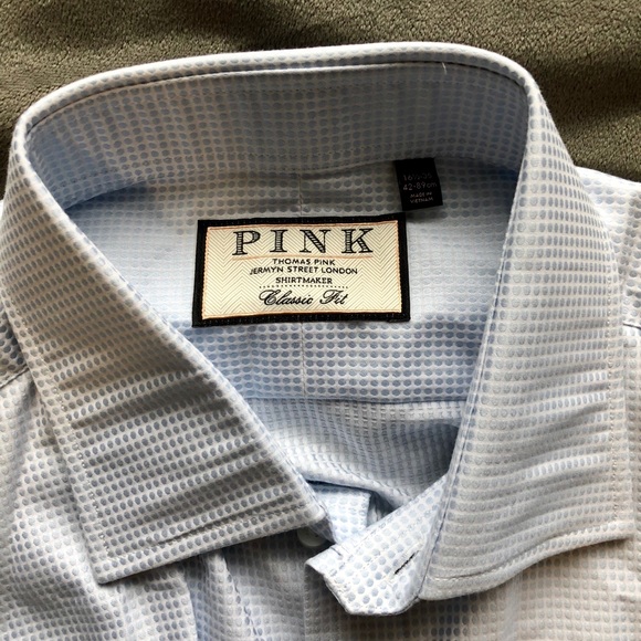 16 1/2, 35 Size Thomas Pink Button Down - Picture 2 of 7